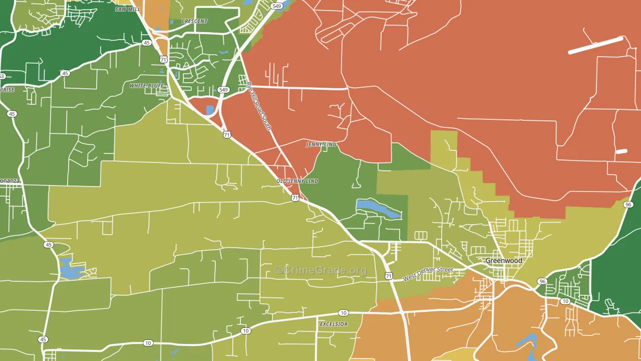 Old Jenny Lind, AR Map of Assault Rates