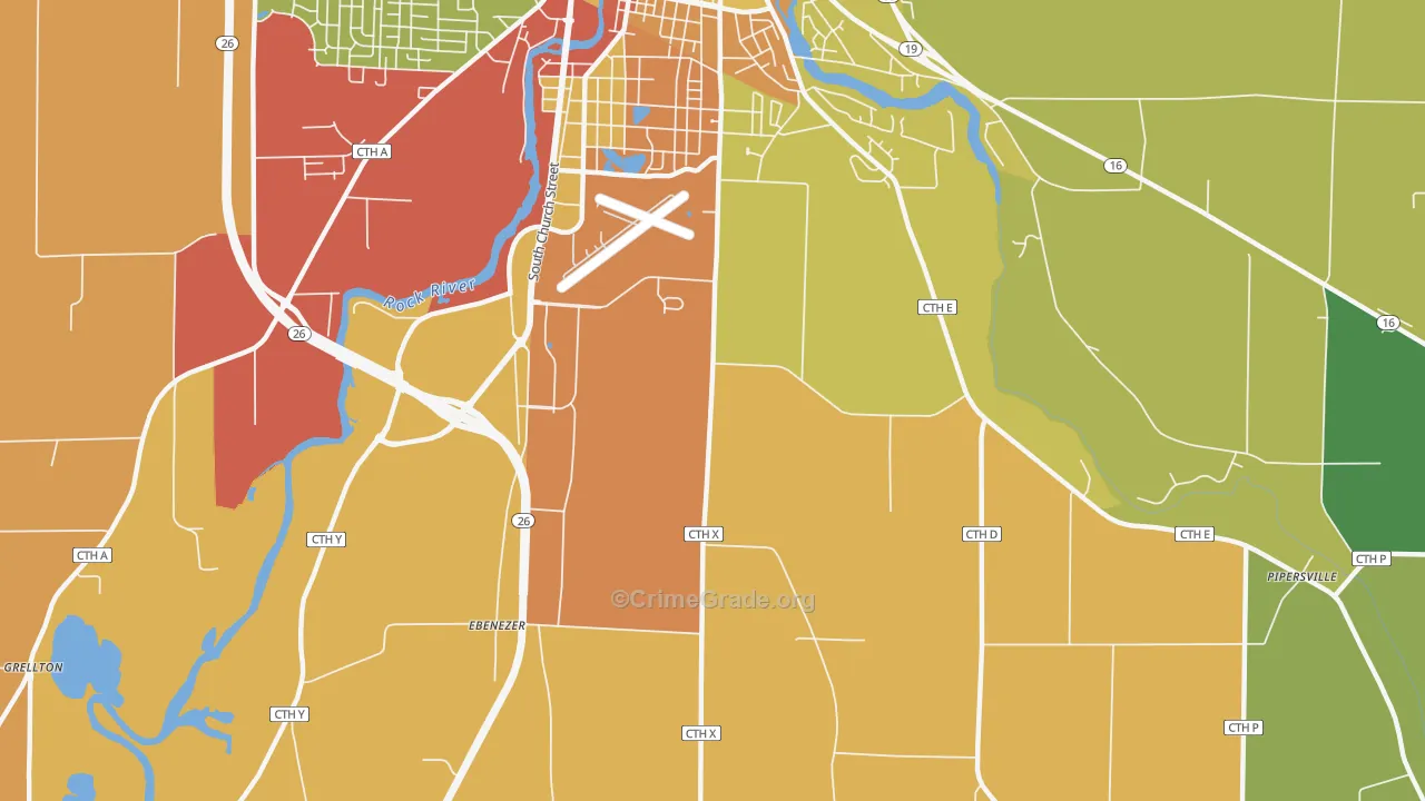 Old Lebanon, WI Map of Assault Rates