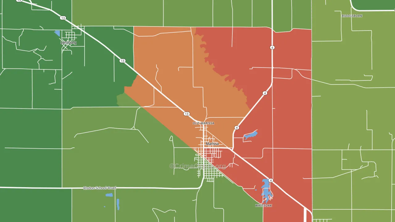 Old Marissa, IL Map of Assault Rates