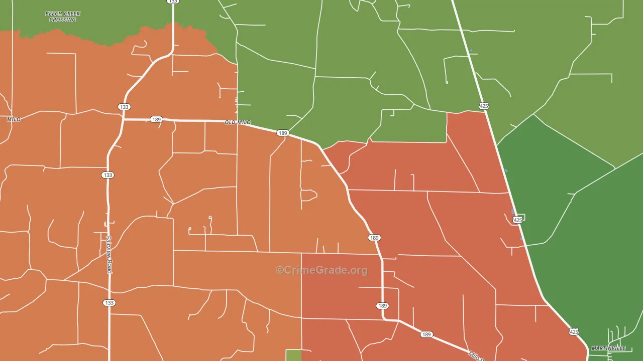 Old Milo, AR Map of Assault Rates