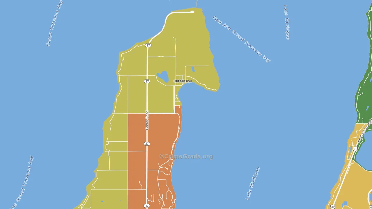 Old Mission, MI Map of Assault Rates