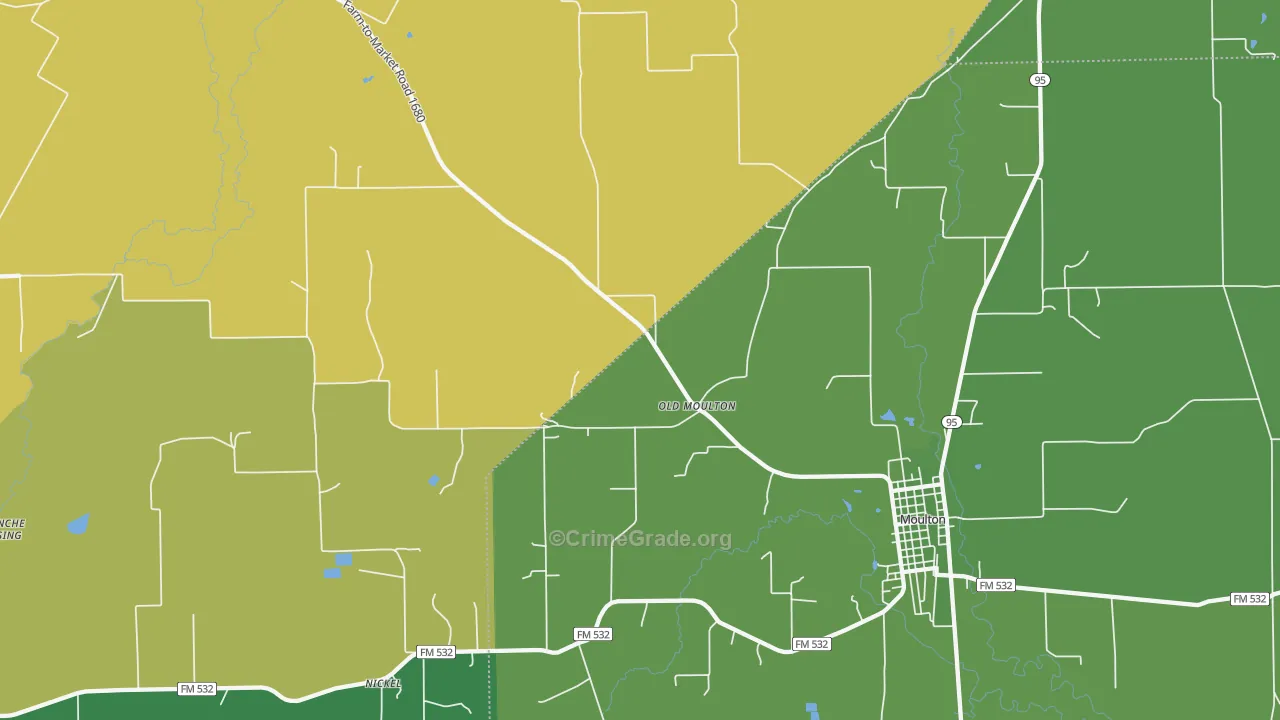Old Moulton, TX Map of Assault Rates