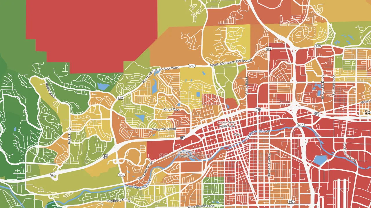 Old Northwest-West University, Reno, NV Map of Assault Rates