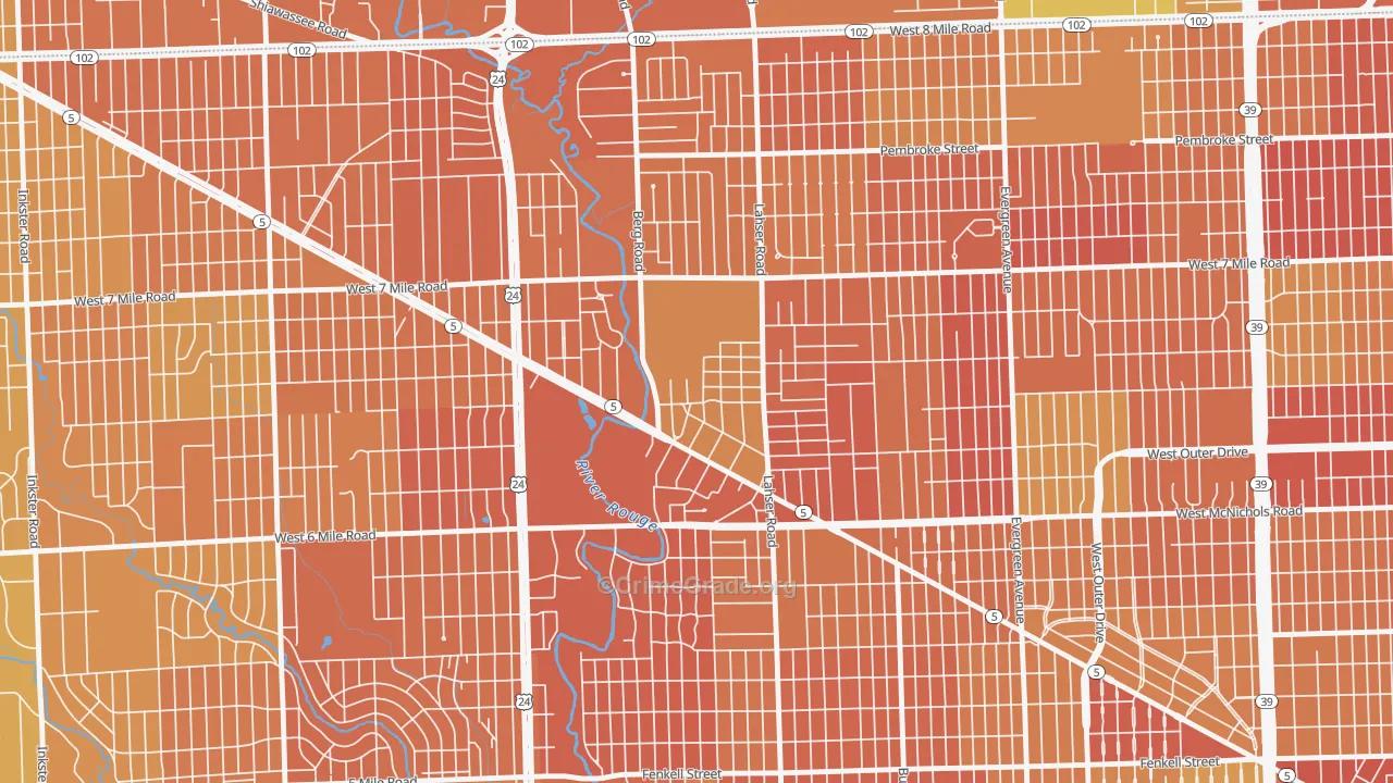 Old Redford, Detroit, MI Map of Assault Rates