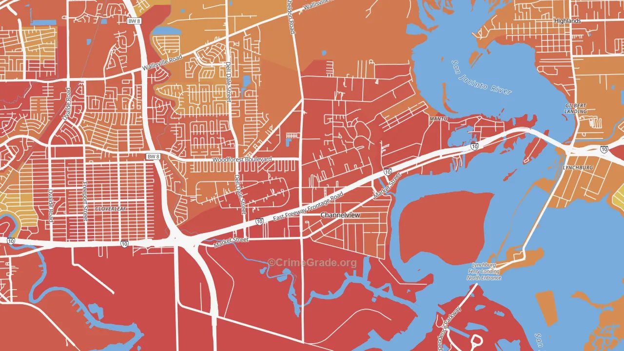 Old River Terrace, Channelview, TX Map of Assault Rates
