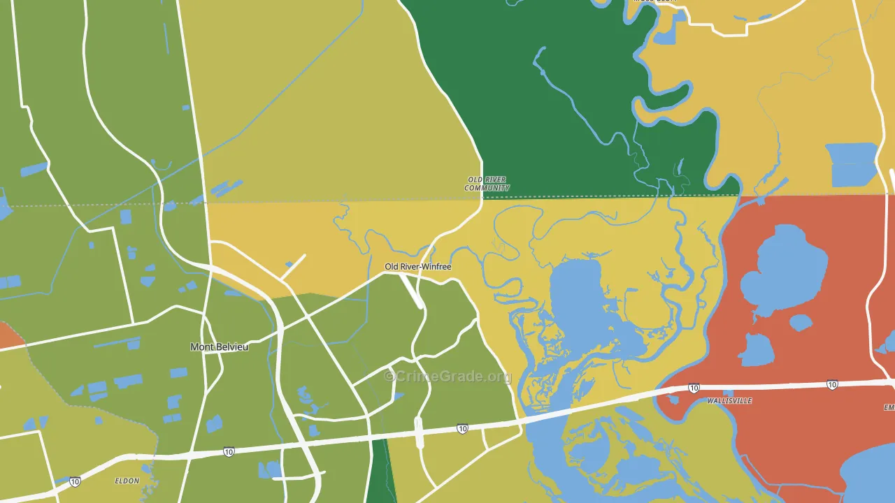 Old River-Winfree, TX Map of Assault Rates