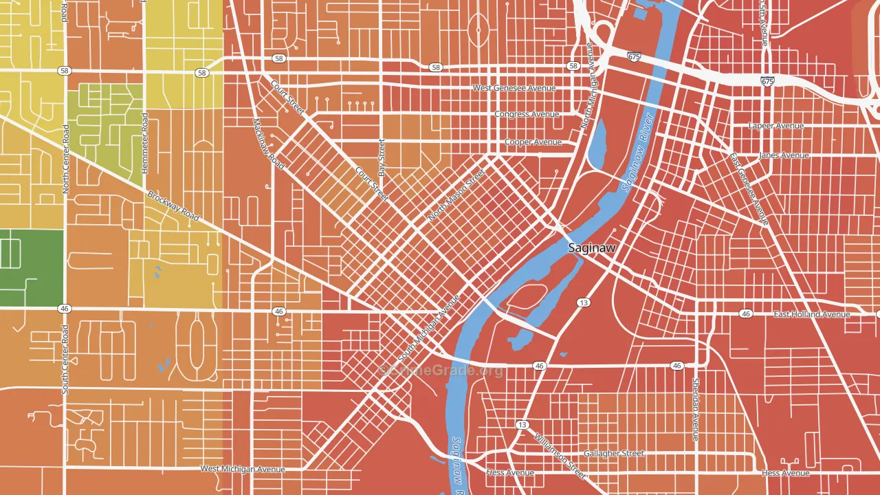 Old Saginaw City, Saginaw, MI Map of Assault Rates