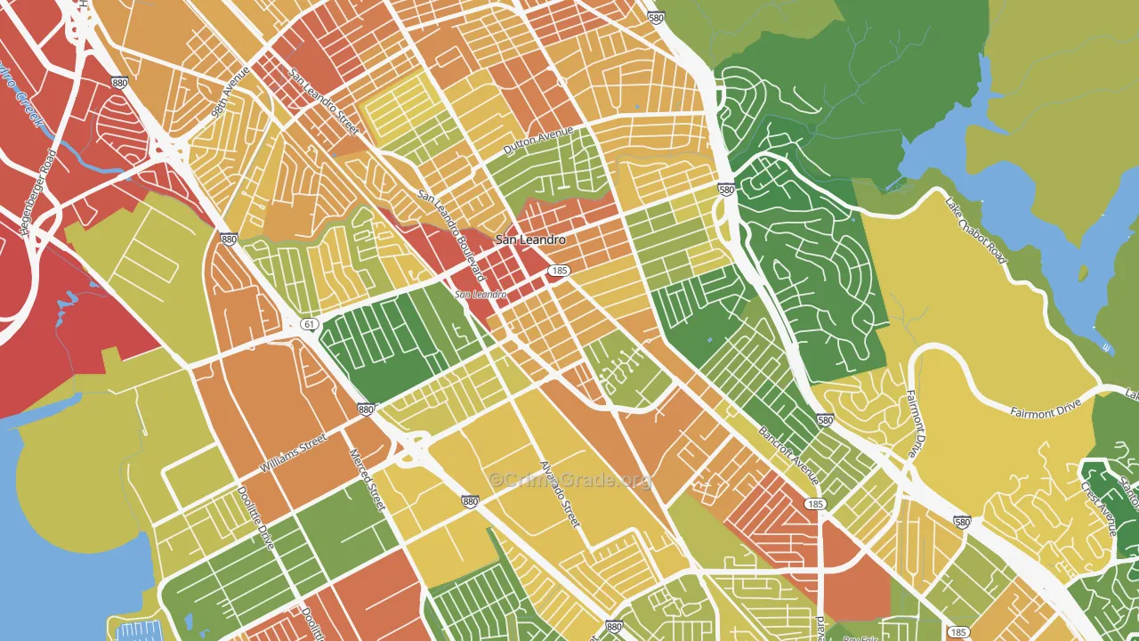 Old San Leandro, San Leandro, CA Map of Assault Rates