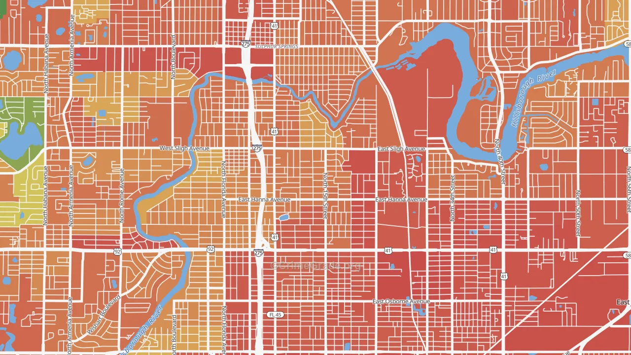 Old Seminol Heights, Tampa, FL Map of Assault Rates