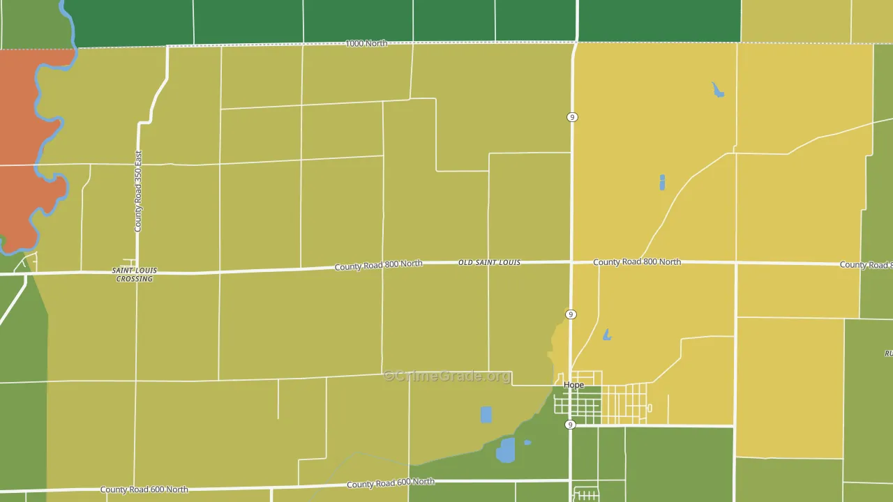 Old St. Louis, IN Map of Assault Rates