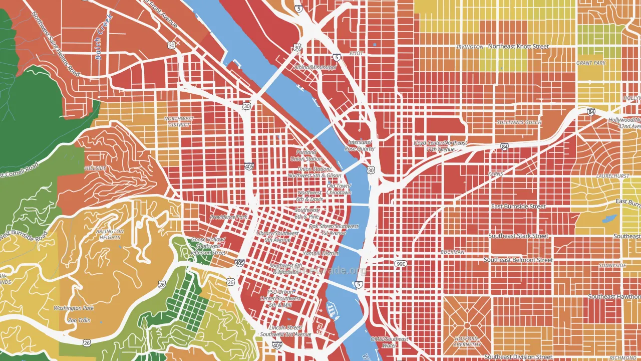 Old Town-Chinatown, Portland, OR Map of Assault Rates