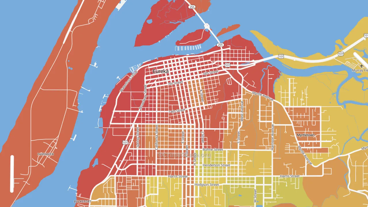 Old Town, Eureka, CA Map of Assault Rates