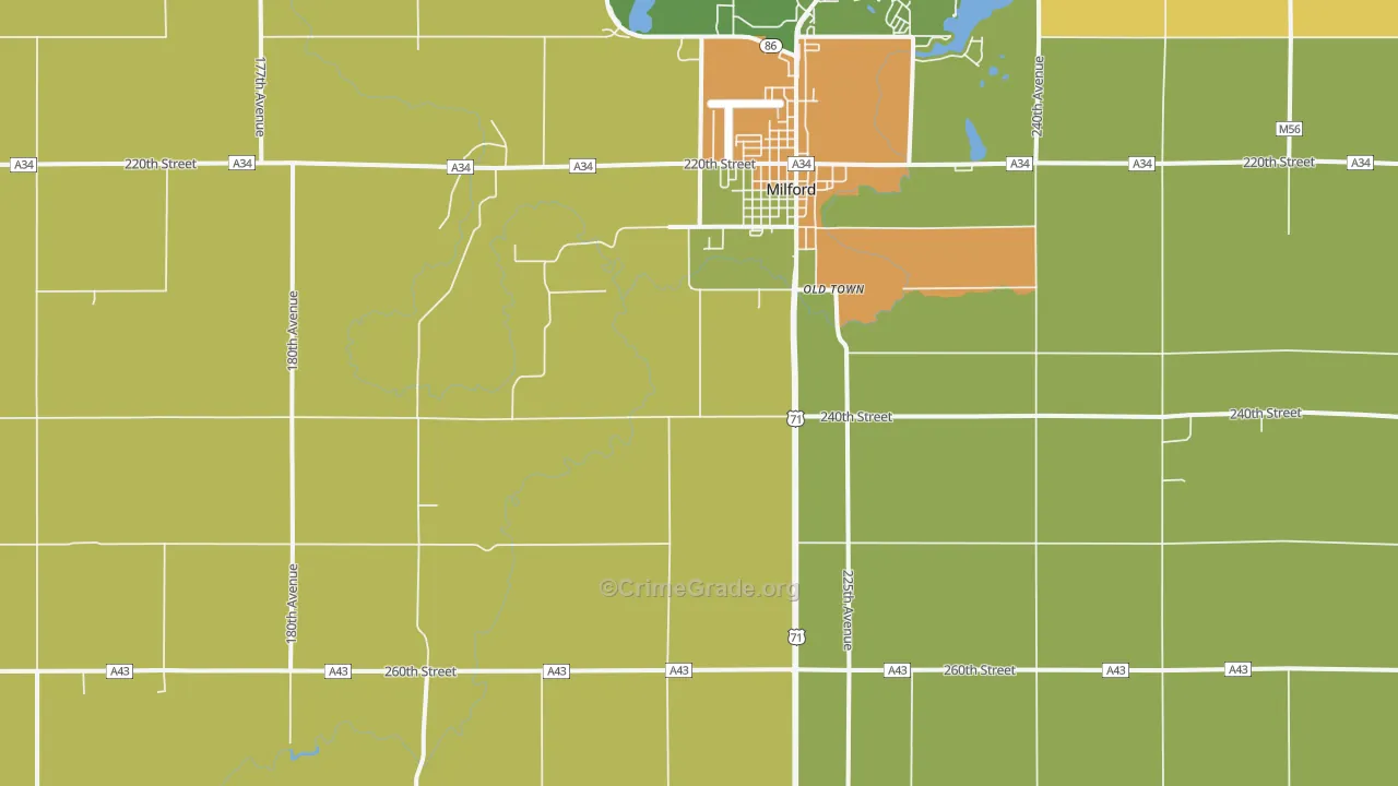 Old Town, IA Map of Assault Rates