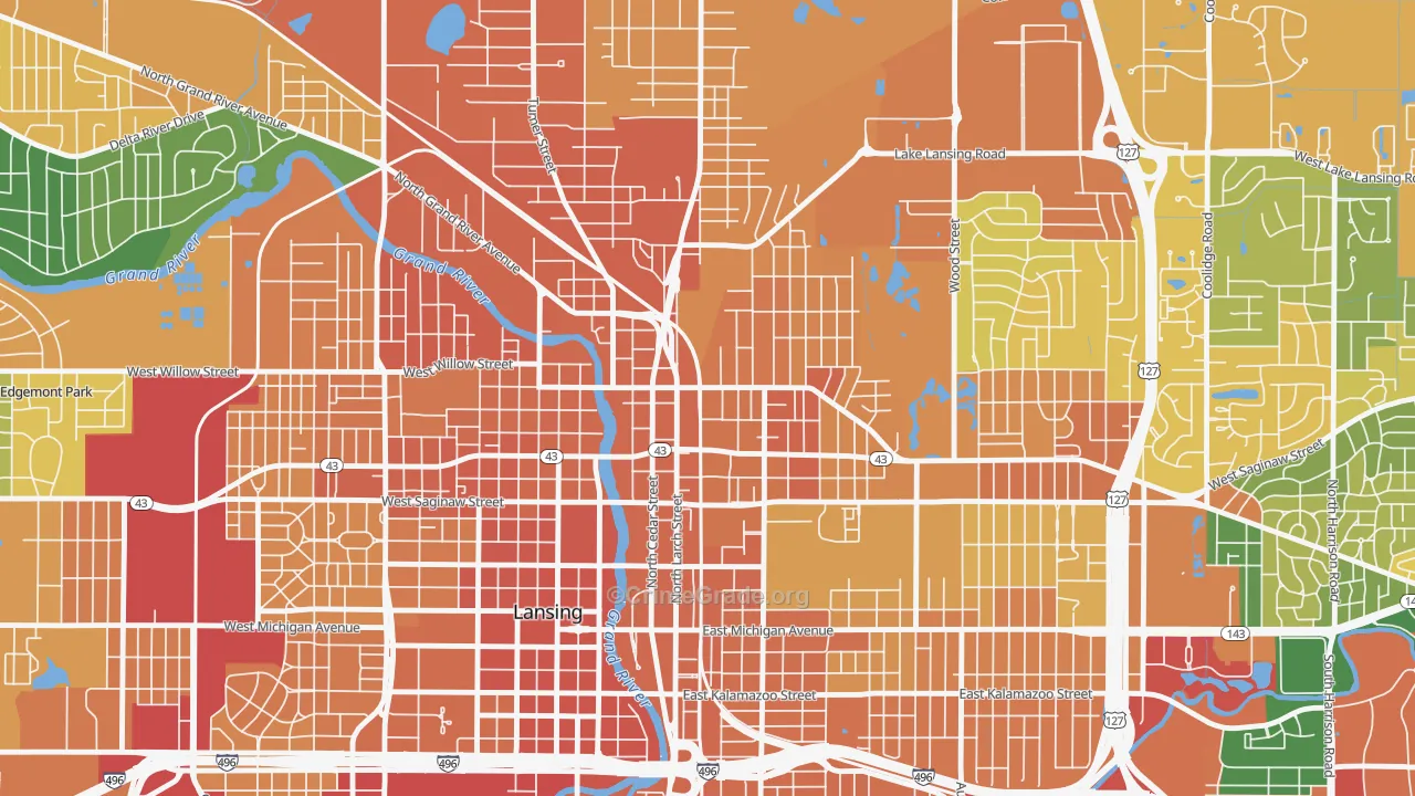 Old Town, Lansing, MI Map of Assault Rates