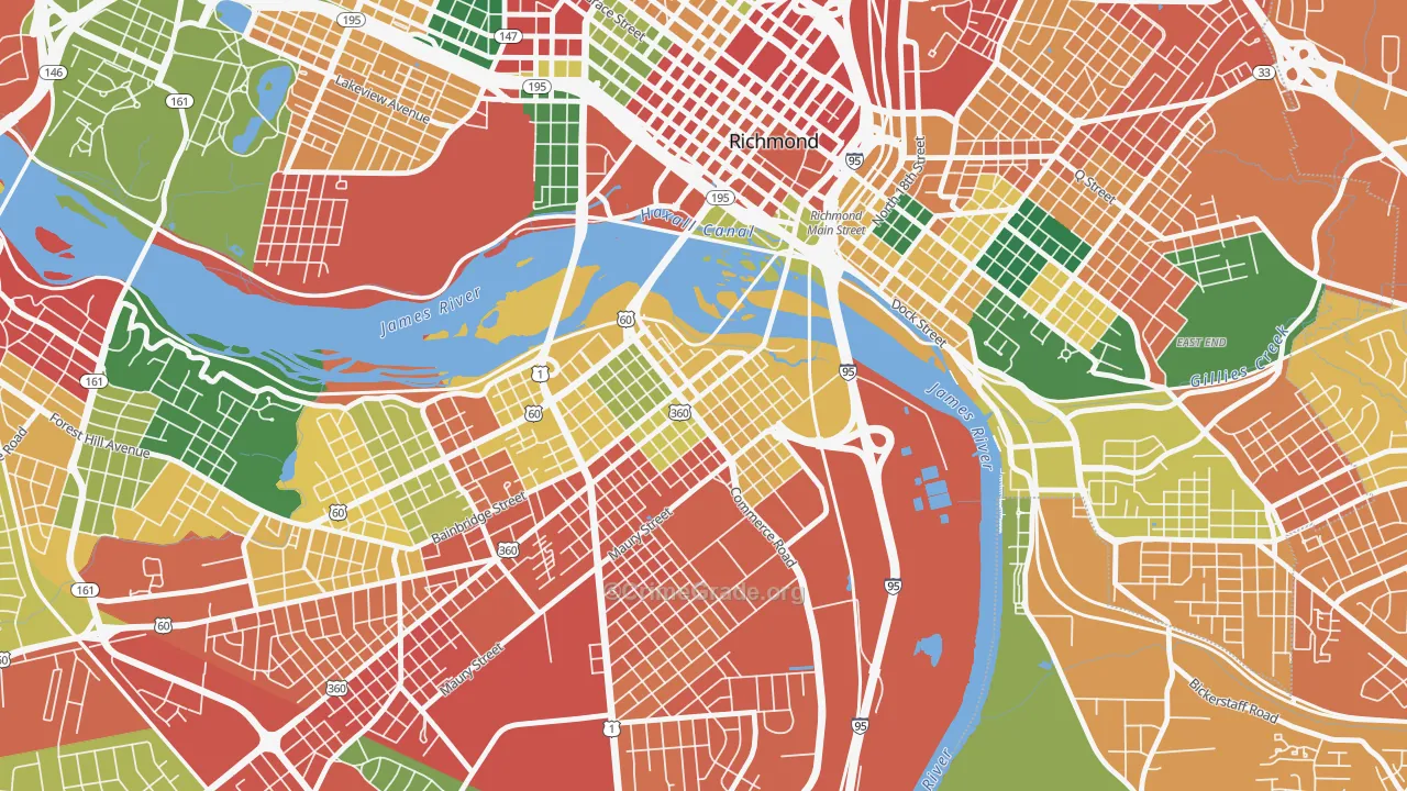 Old Town Manchester, Richmond, VA Map of Assault Rates