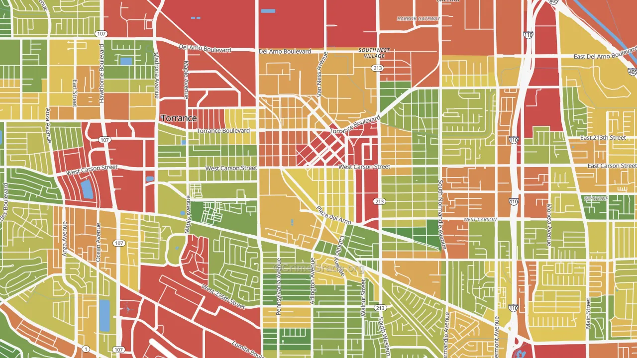 Old Town, Torrance, CA Map of Assault Rates