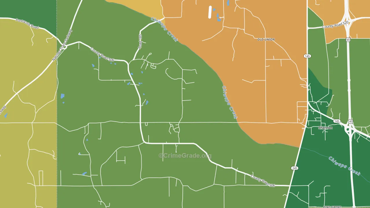 Old Union, MS Map of Assault Rates