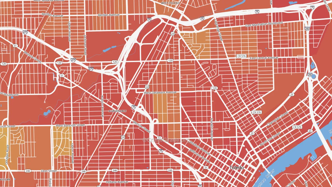 Old West End, Toledo, OH Map of Assault Rates