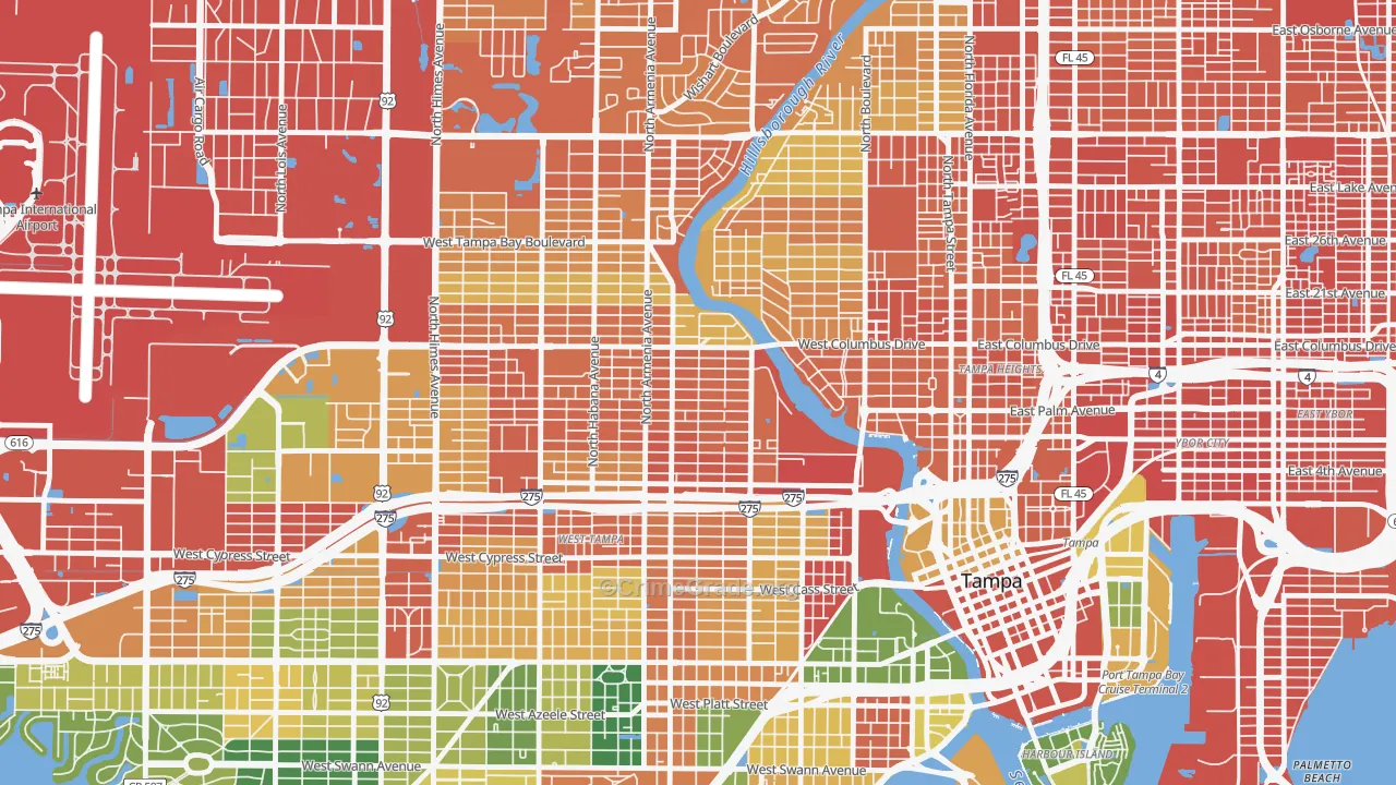 Old West Tampa, Tampa, FL Map of Assault Rates