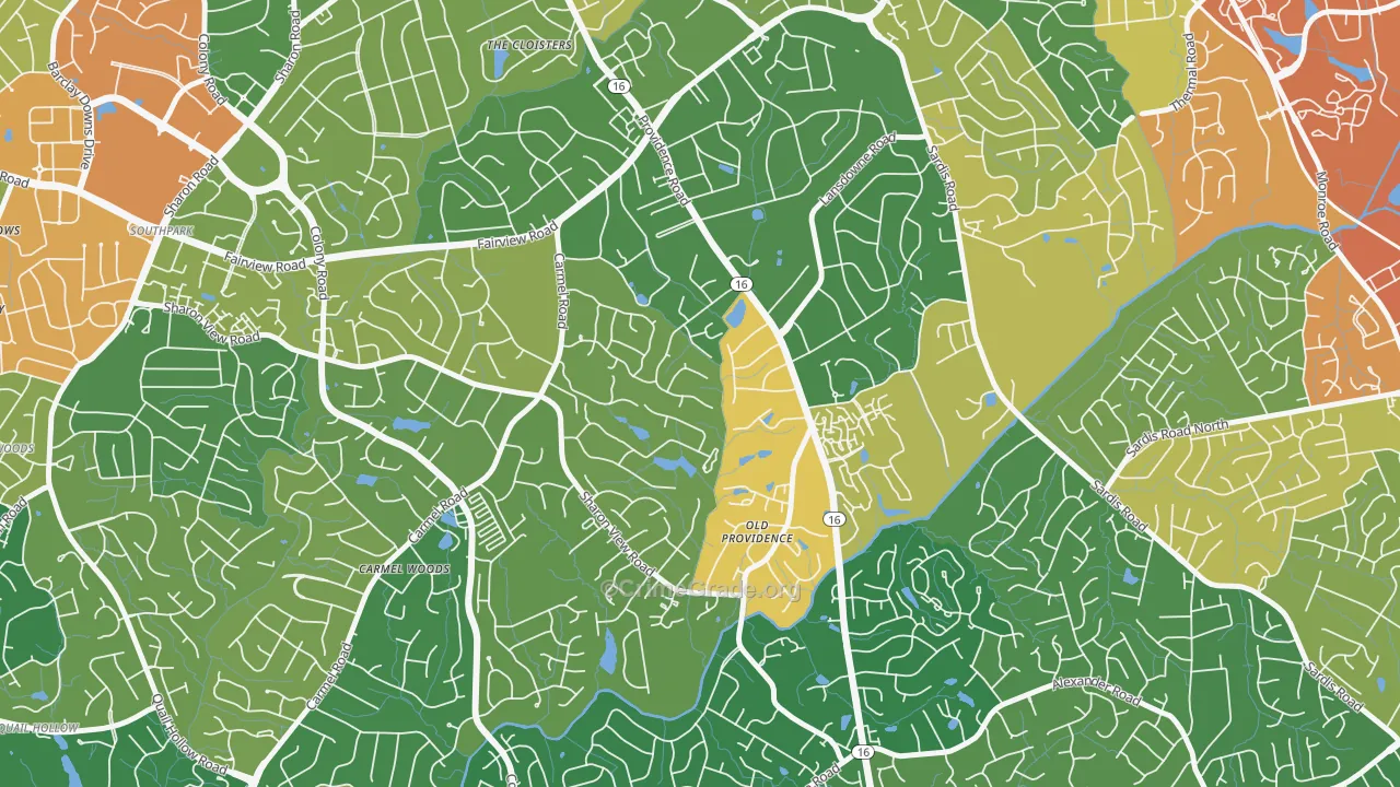 Olde Providence North, Charlotte, NC Map of Assault Rates