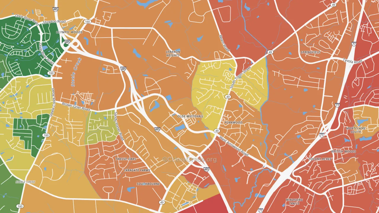 Olde Whitehall, Charlotte, NC Map of Assault Rates