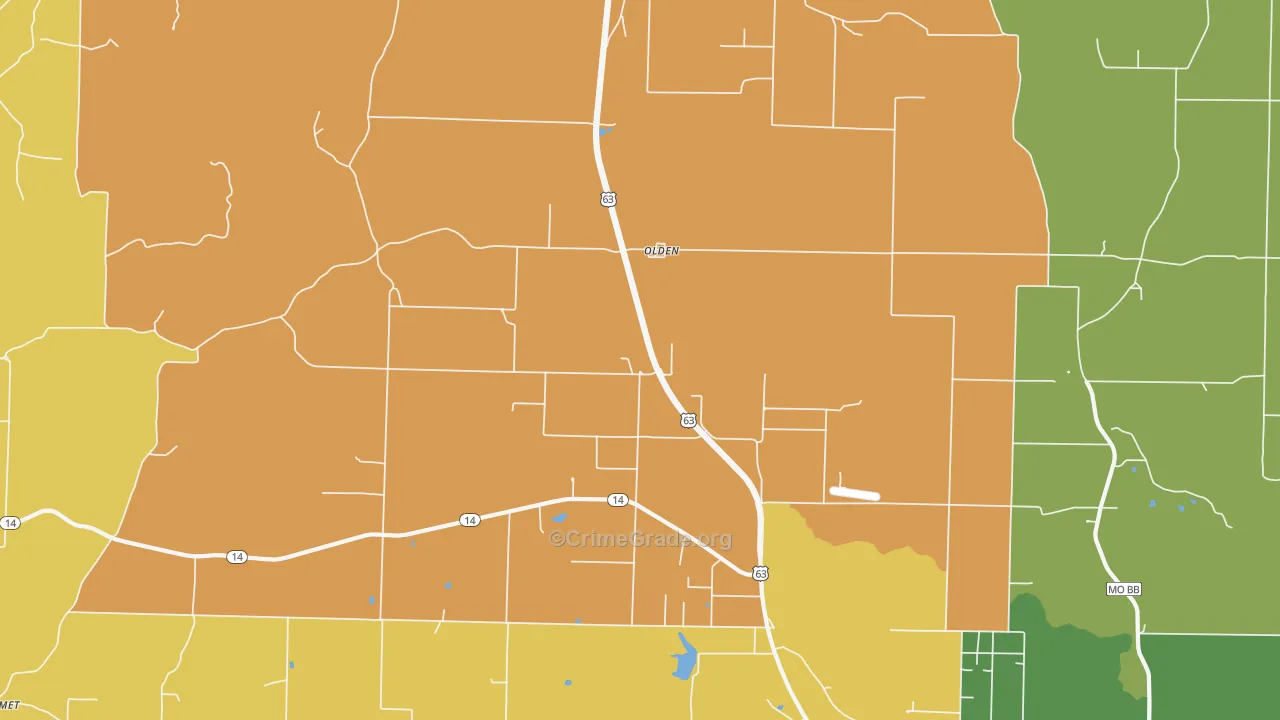 Olden, MO Map of Assault Rates