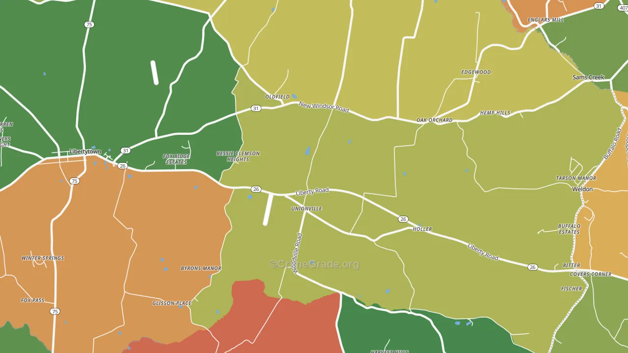 Oldfield, MD Map of Assault Rates