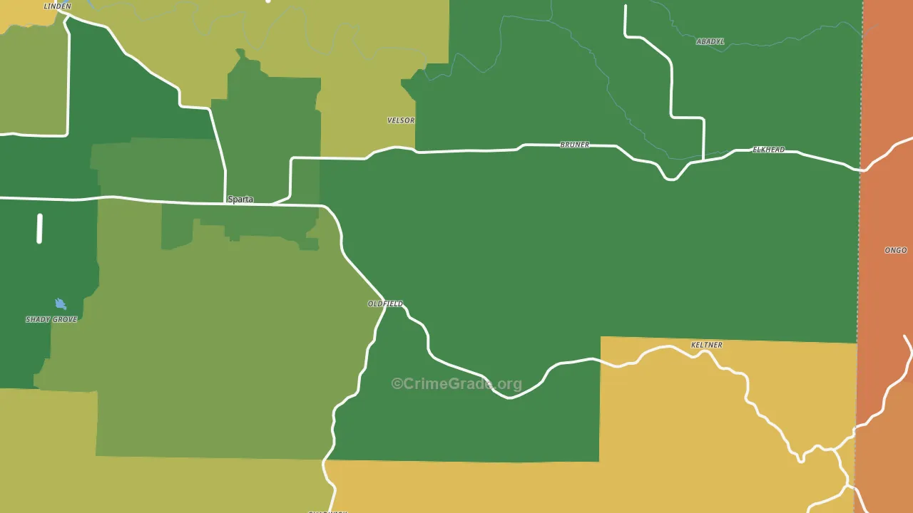 Oldfield, MO Map of Assault Rates
