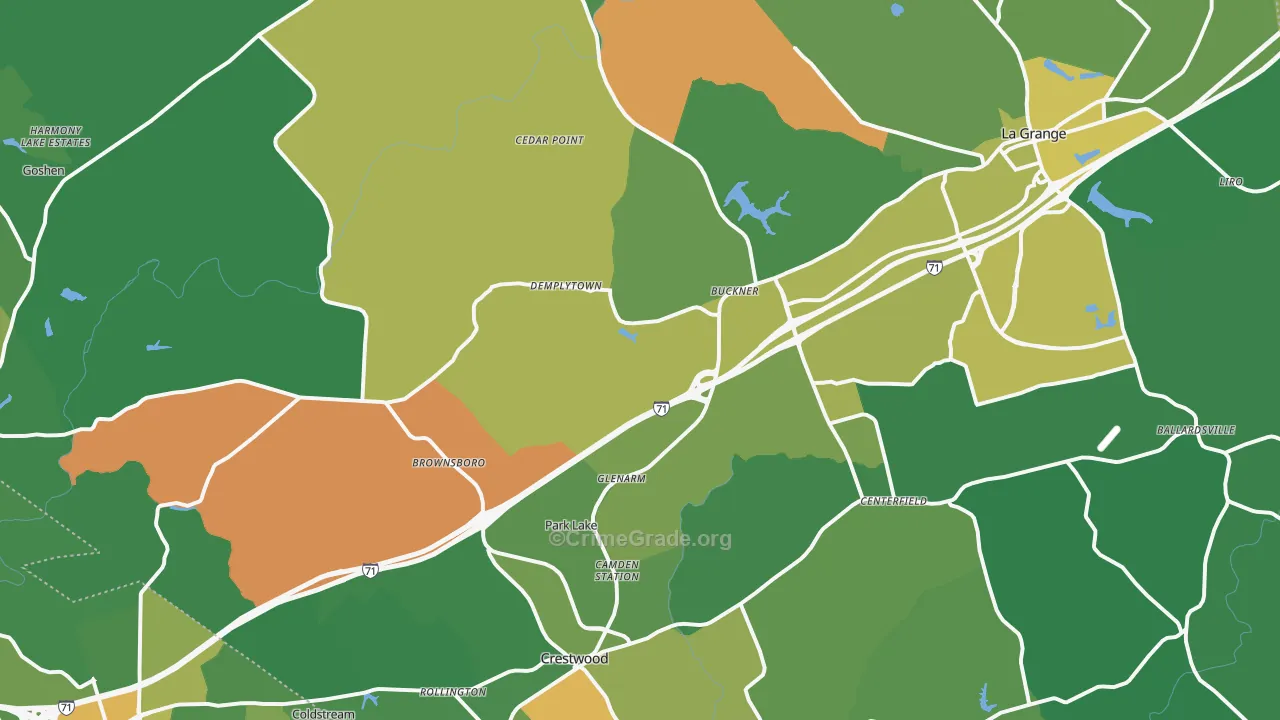 Oldham County, KY Map of Assault Rates