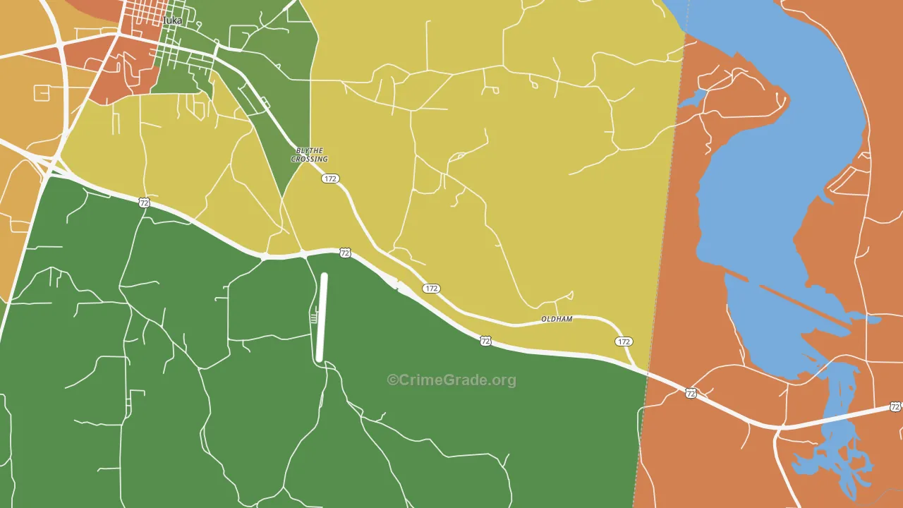 Oldham, MS Map of Assault Rates