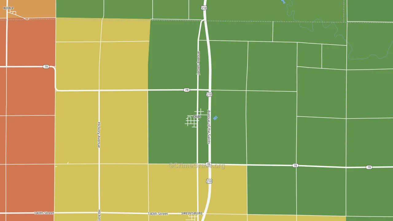 Olds, IA Map of Assault Rates