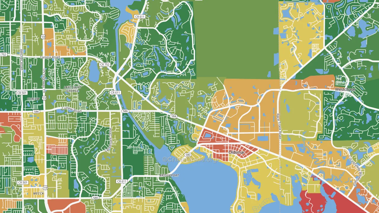 Oldsmar, FL Map of Assault Rates