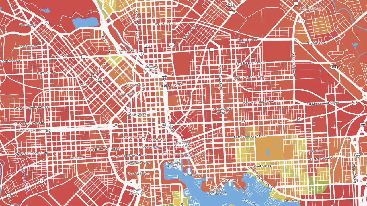 Oldtown, Baltimore, MD Map of Assault Rates