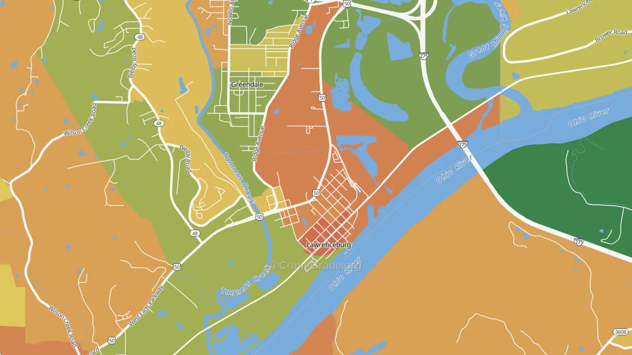 Oldtown, IN Map of Assault Rates