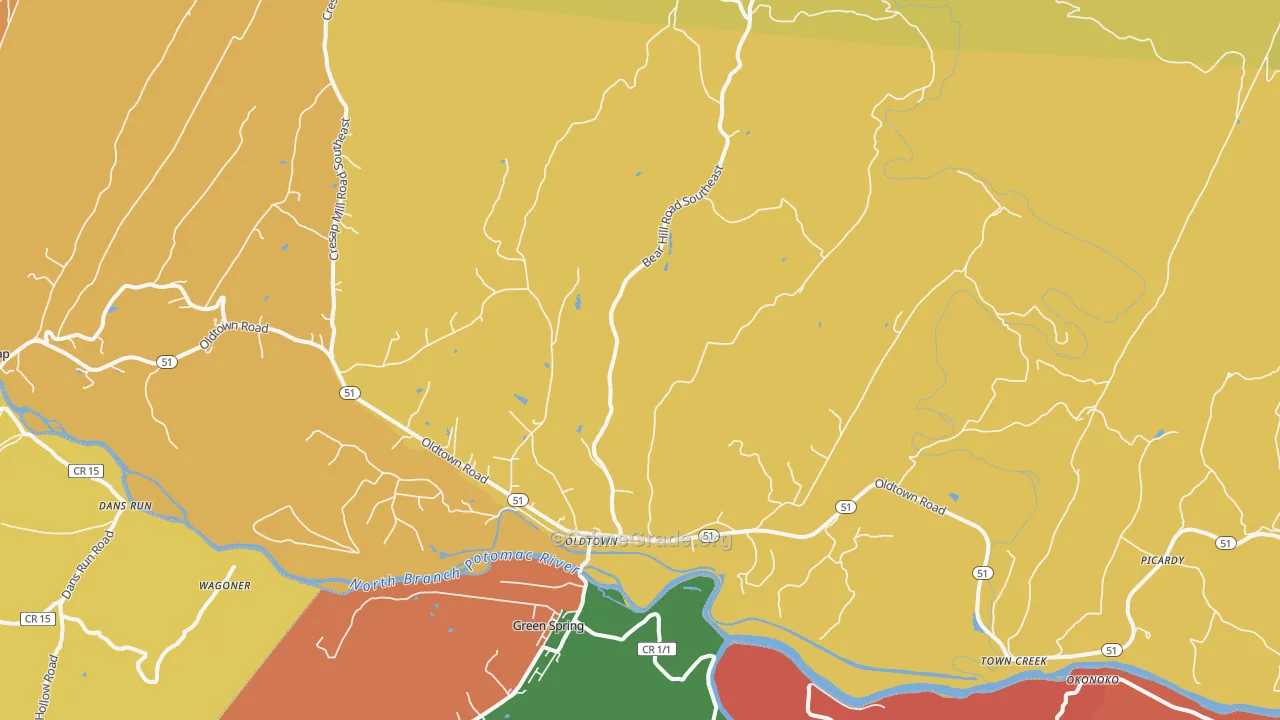 Oldtown, MD Map of Assault Rates