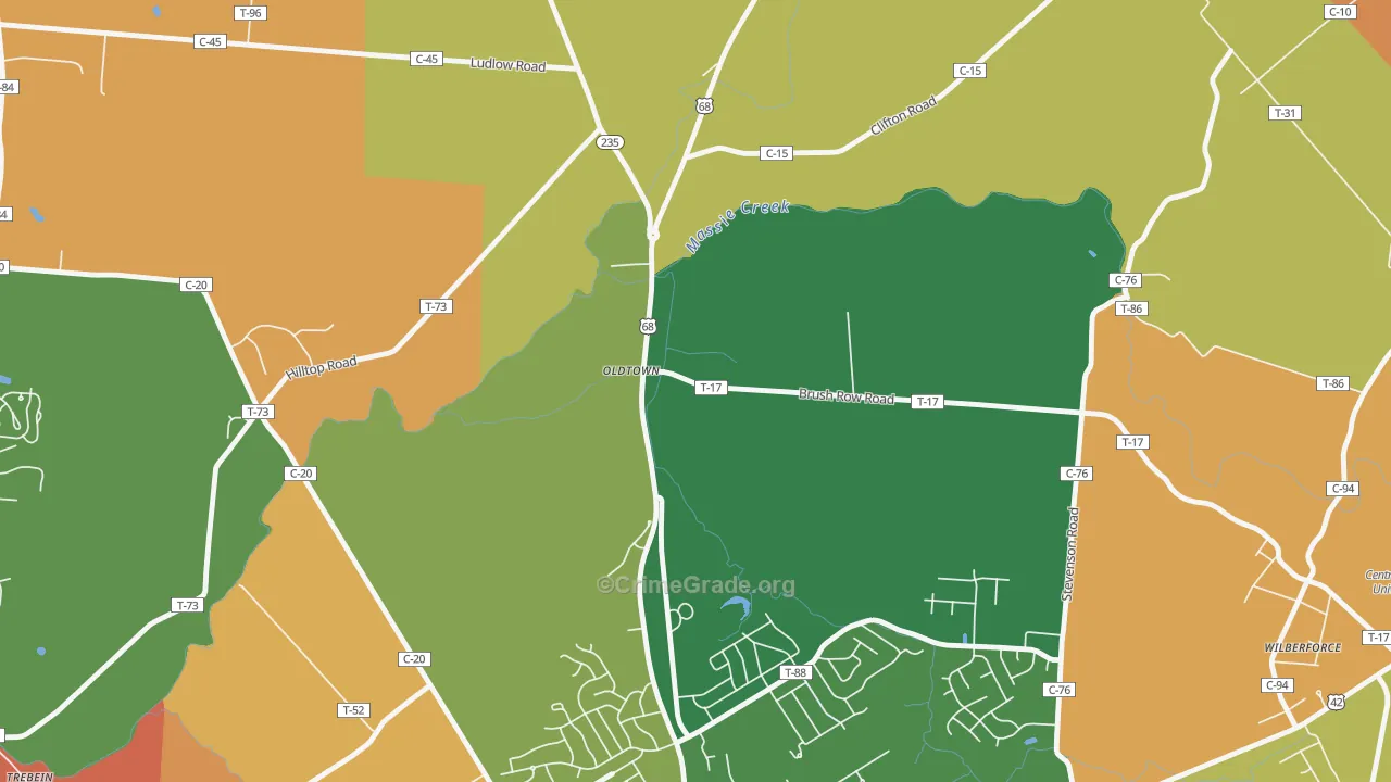 Oldtown, OH Map of Assault Rates
