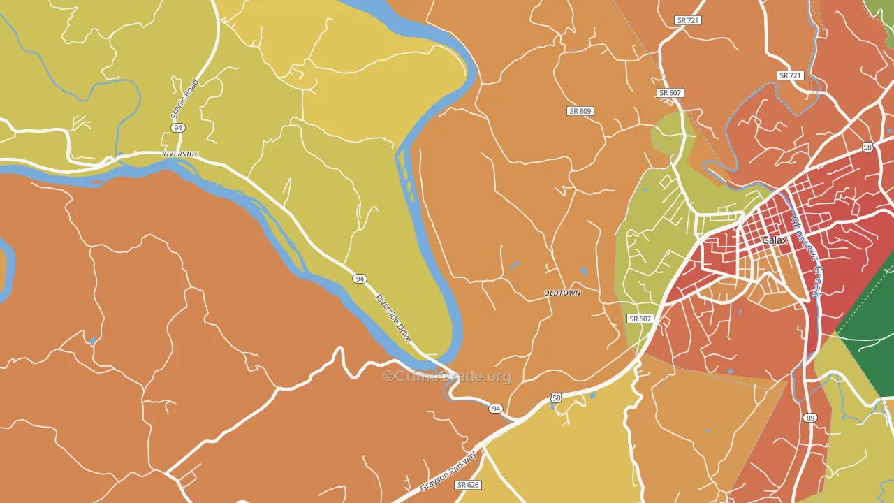 Oldtown, VA Map of Assault Rates