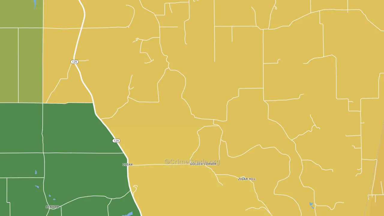 Olean, IN Map of Assault Rates