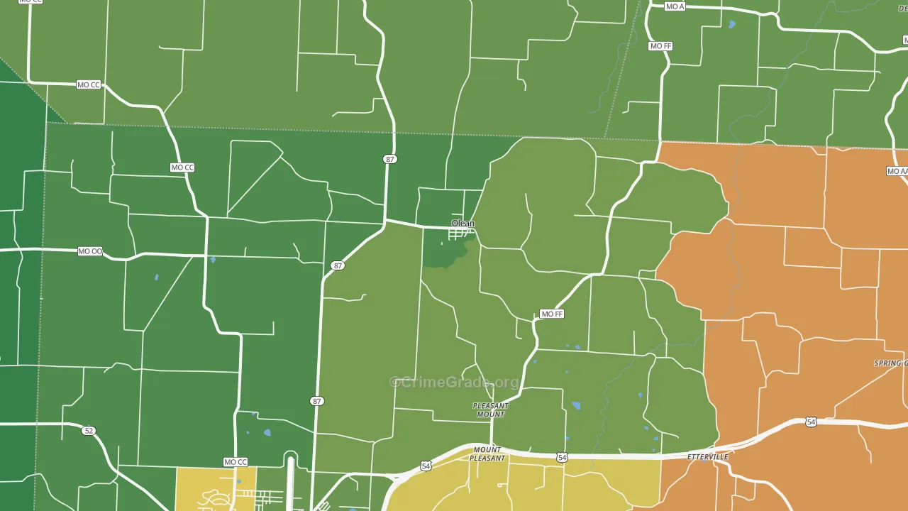 Olean, MO Map of Assault Rates