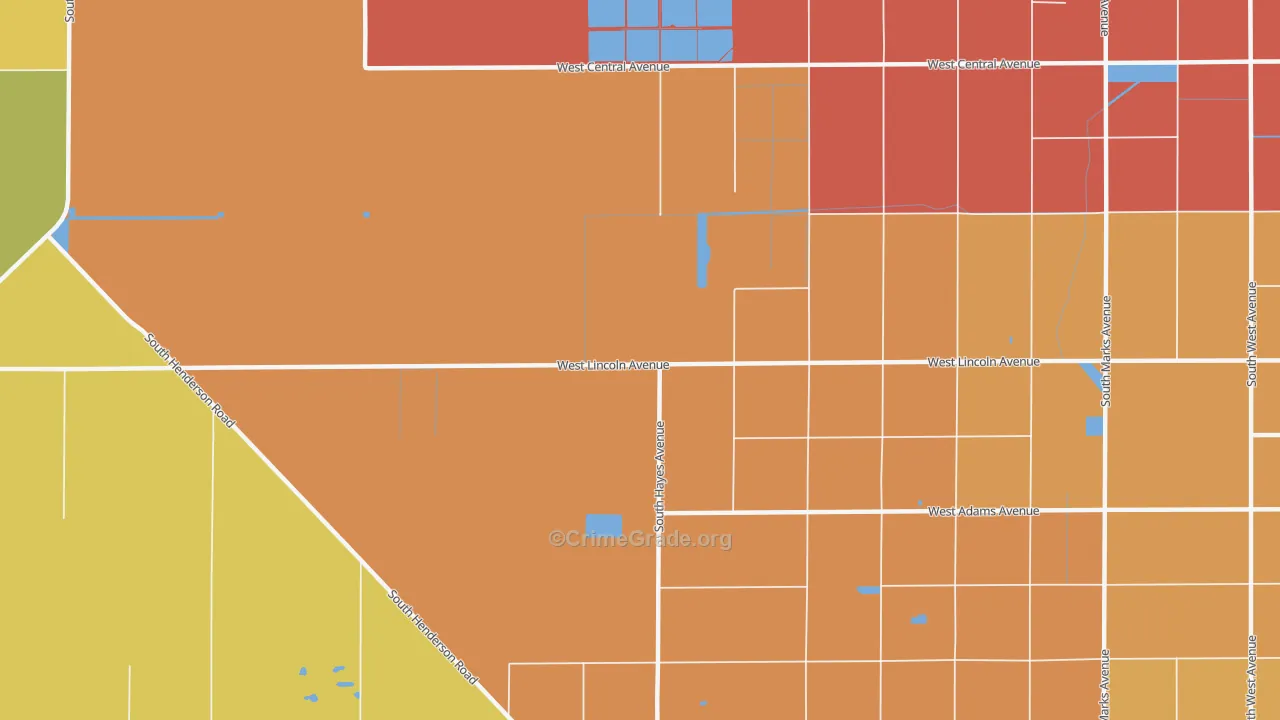 Oleander, CA Map of Assault Rates