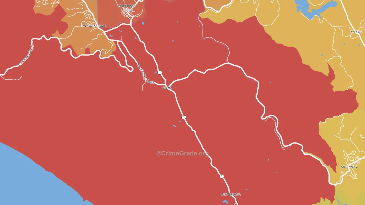 Olema, CA Map of Assault Rates