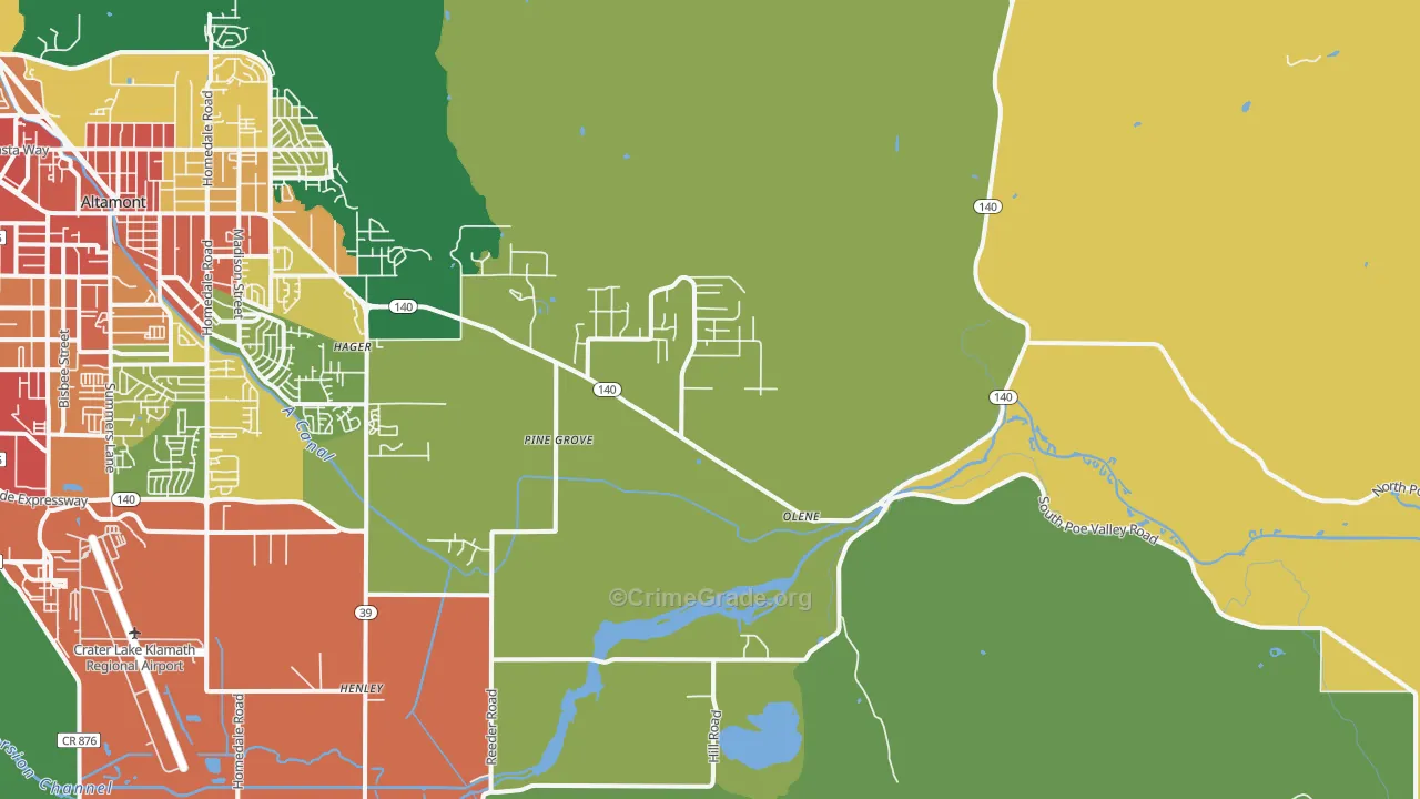 Olene, OR Map of Assault Rates