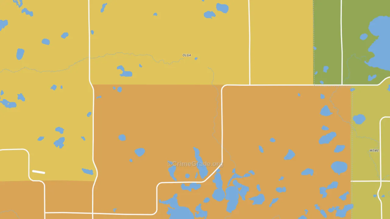 Olga, MN Map of Assault Rates