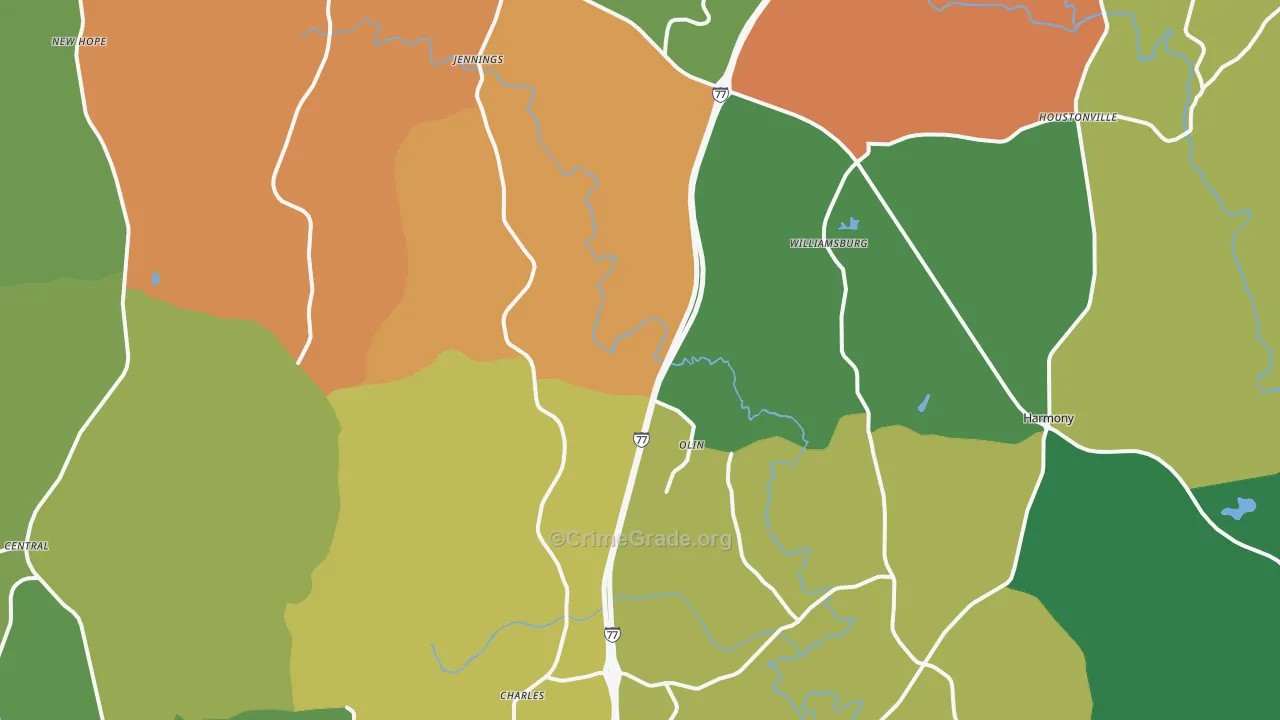 Olin, NC Map of Assault Rates