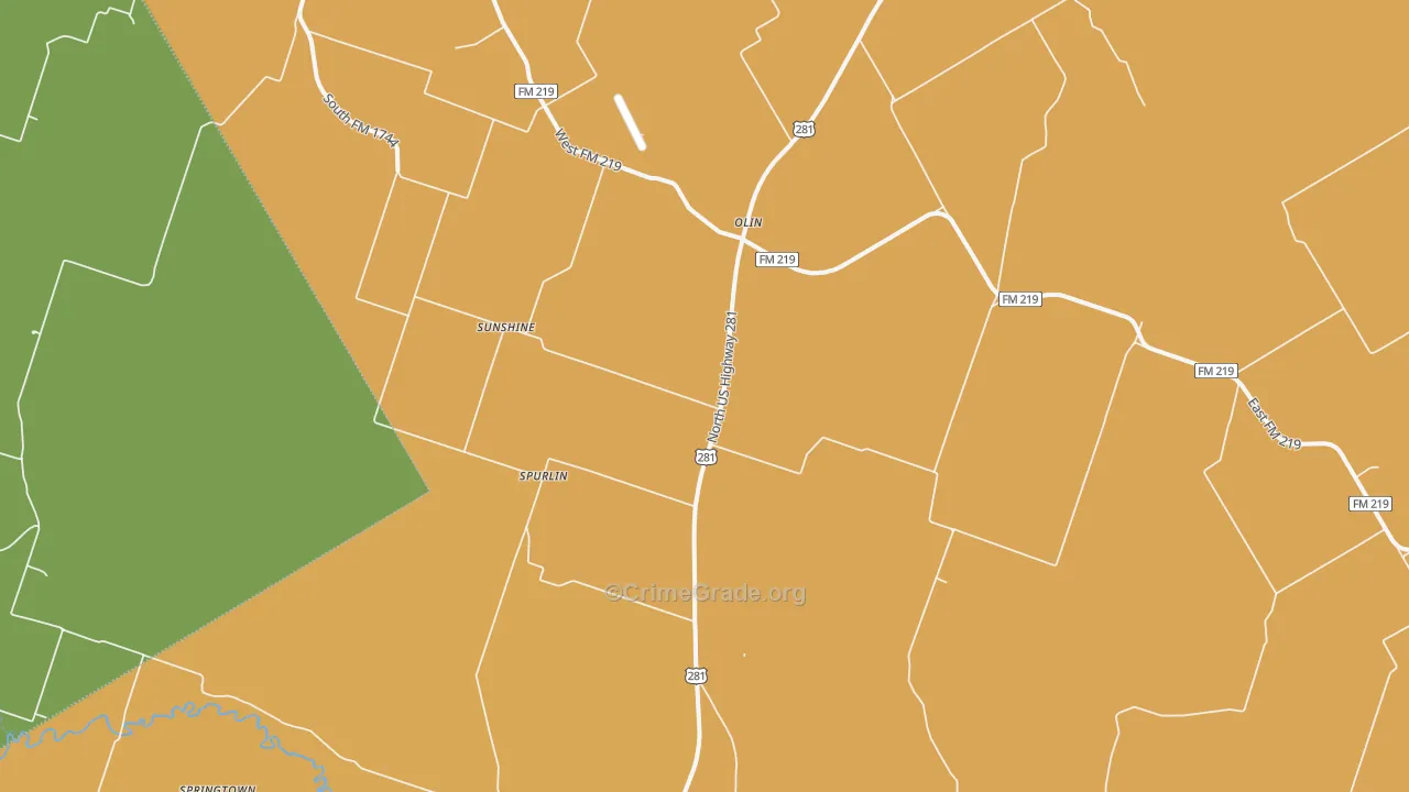 Olin, TX Map of Assault Rates