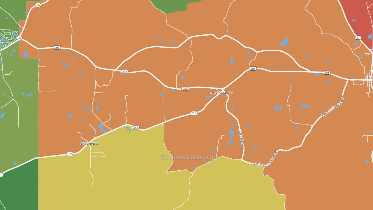 Olive Branch, GA Map of Assault Rates