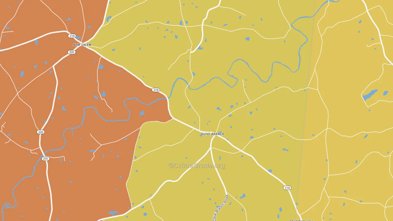 Olive Branch, NC Map of Assault Rates