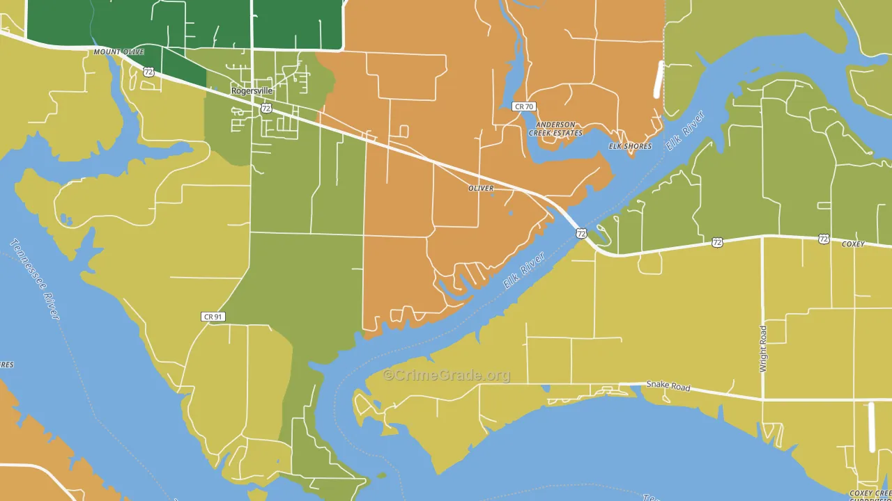 Oliver, AL Map of Assault Rates