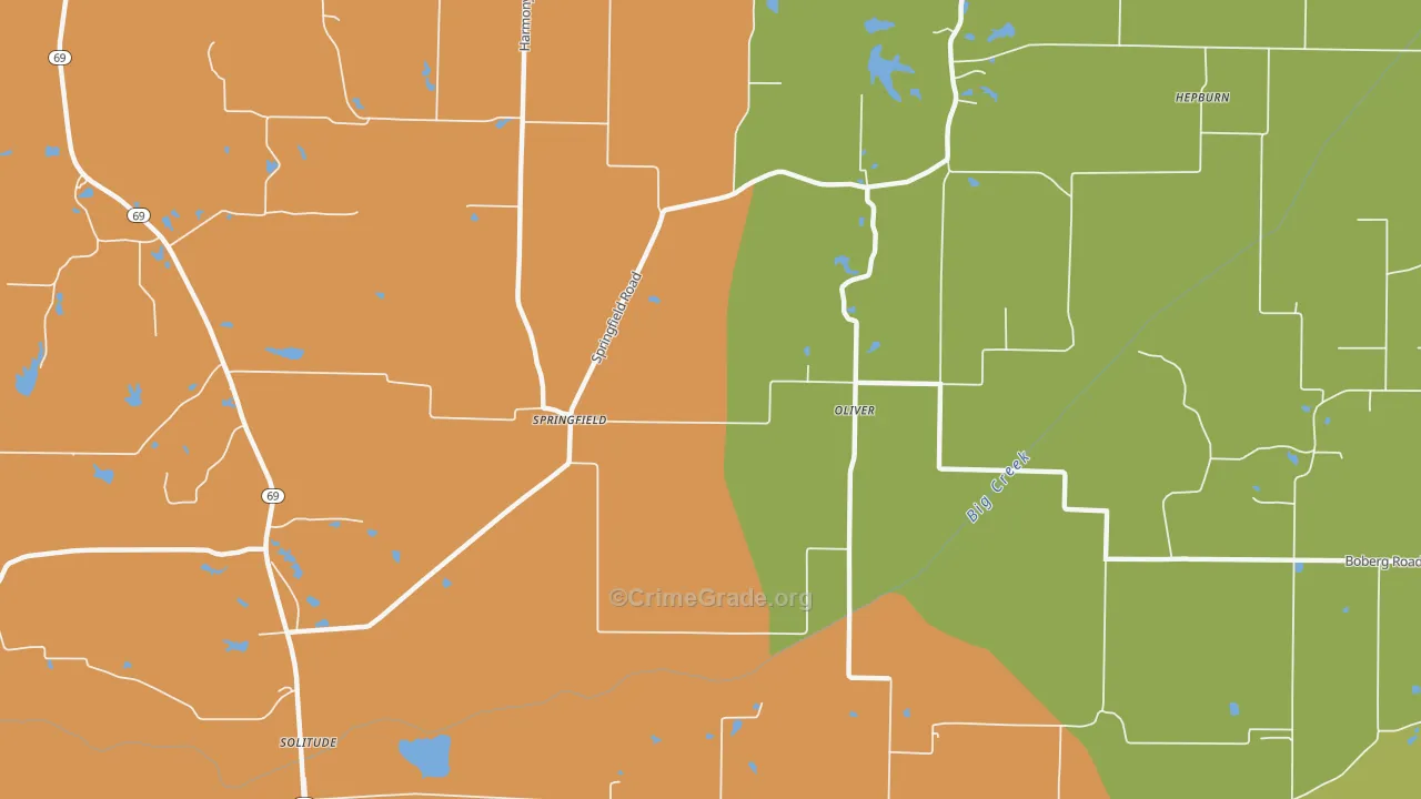 Oliver, IN Map of Assault Rates