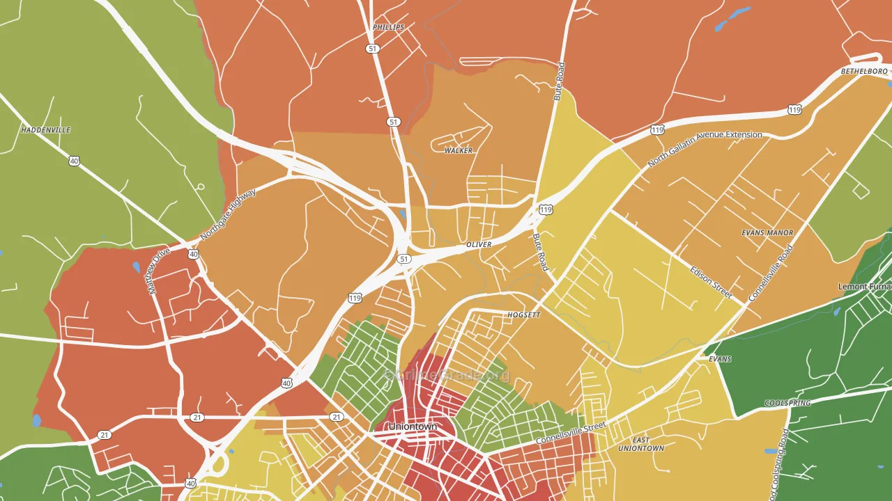 Oliver, PA Map of Assault Rates